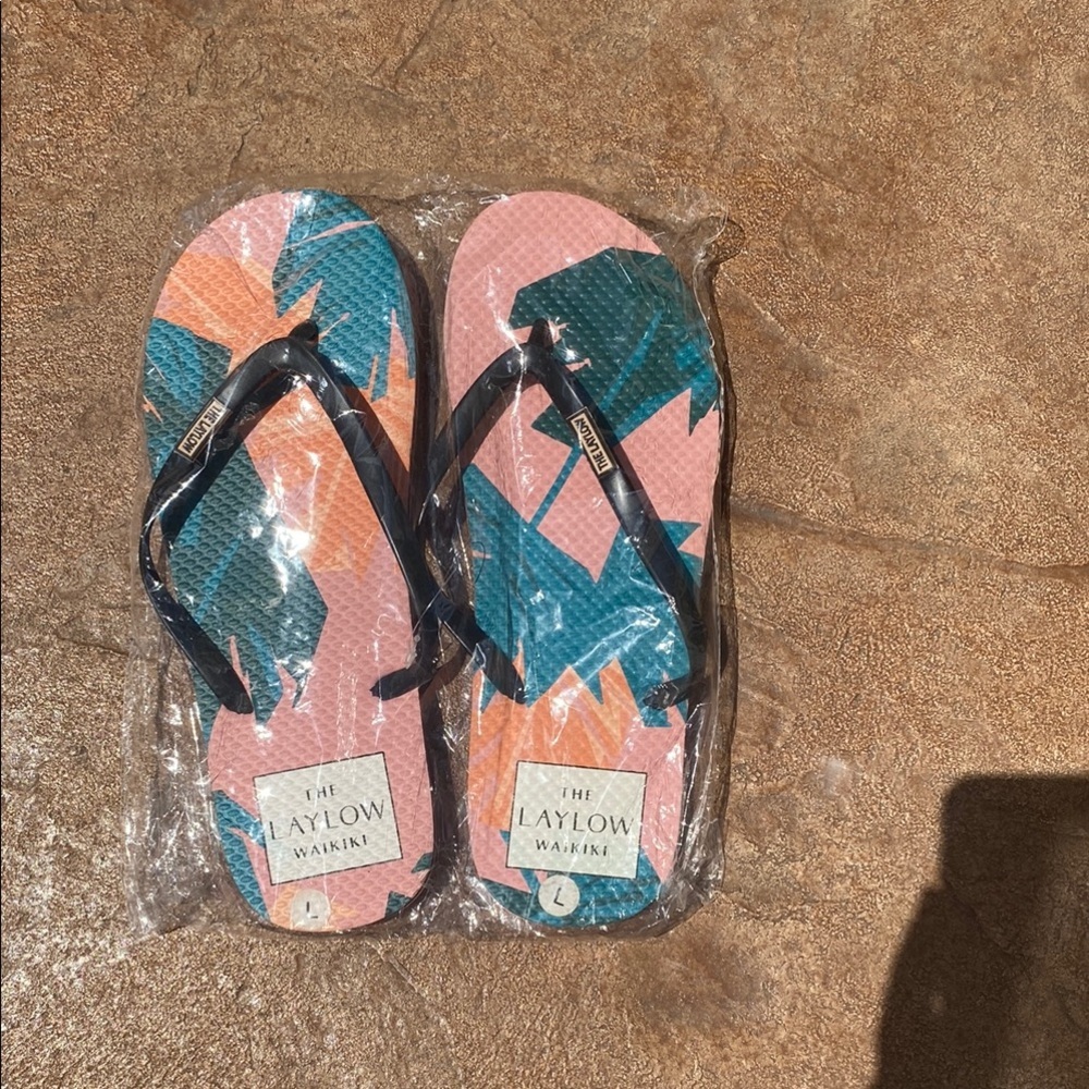 Laylow Pink and Blue Flip Flops